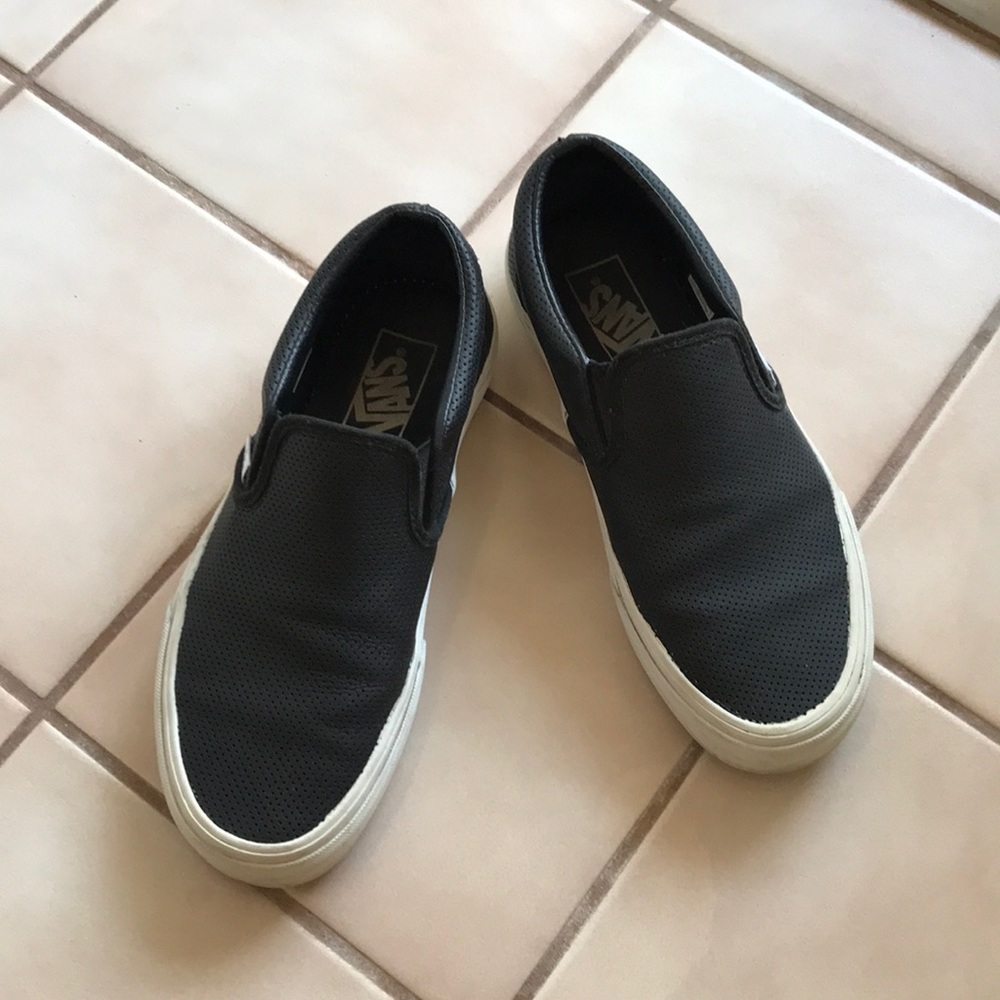 Vans Women’s Black Perforated Leather Slip On